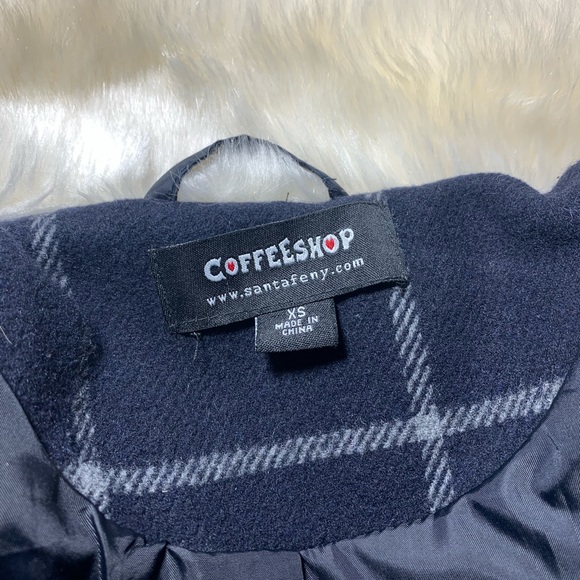 CoffeeShop A Line Plaid Peacoat Faux Fur Collar - Picture 6 of 6